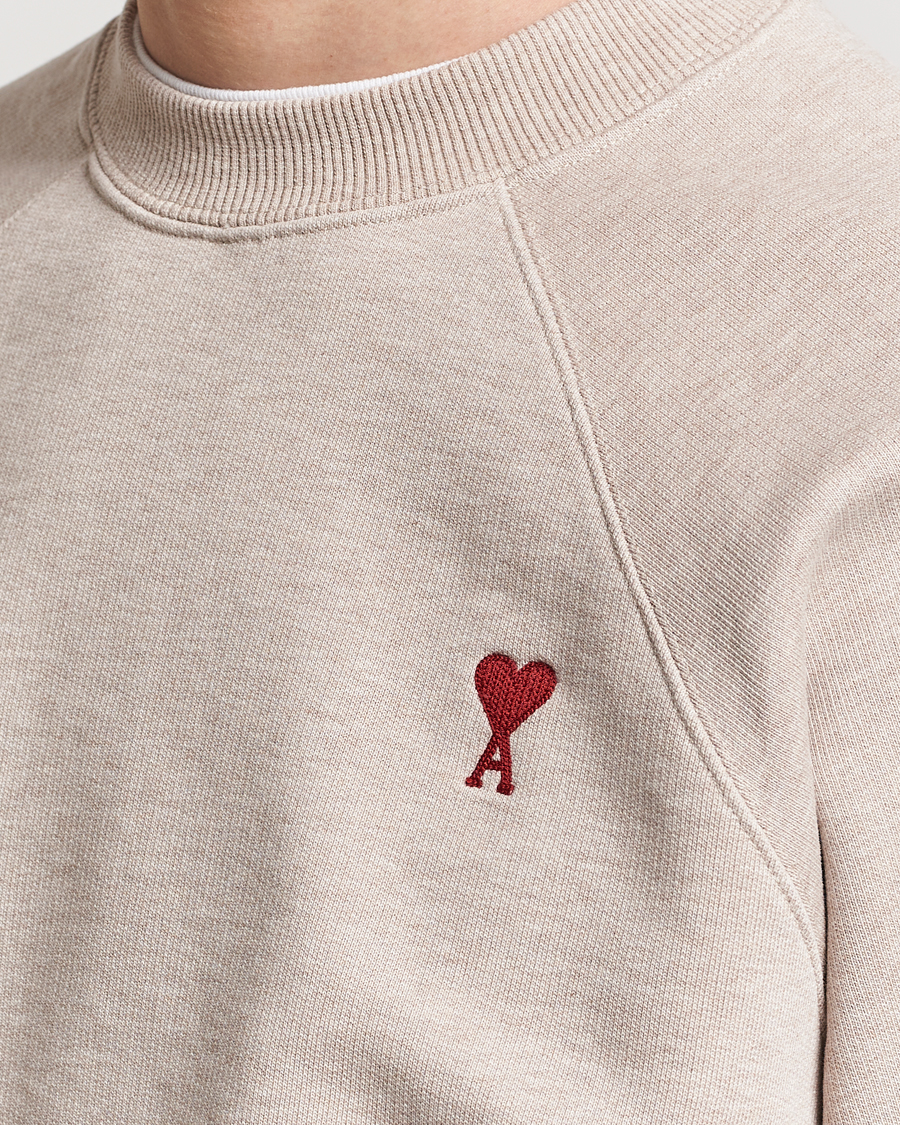 Men | Sweaters & Knitwear | AMI | Heart Logo Sweatshirt Heather Light Beige