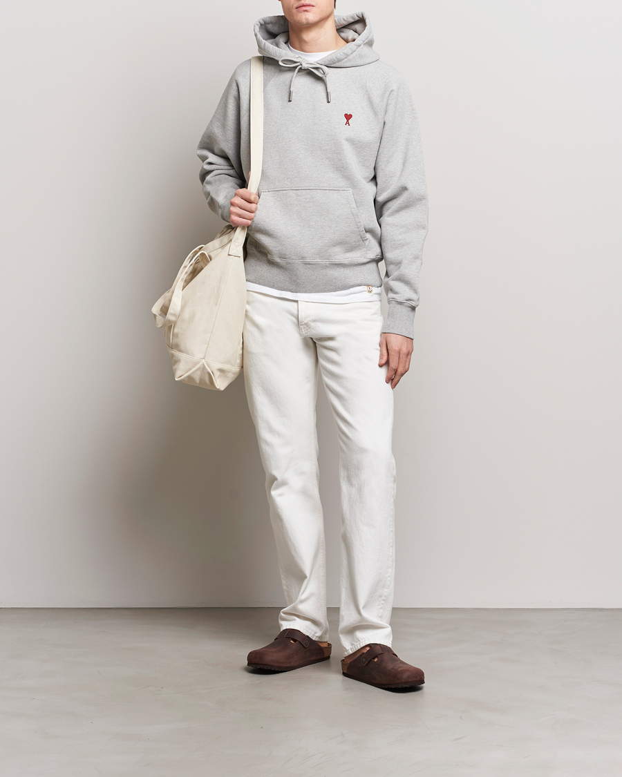 Men | Sweaters & Knitwear | AMI | Heart Logo Hoodie Heather Grey