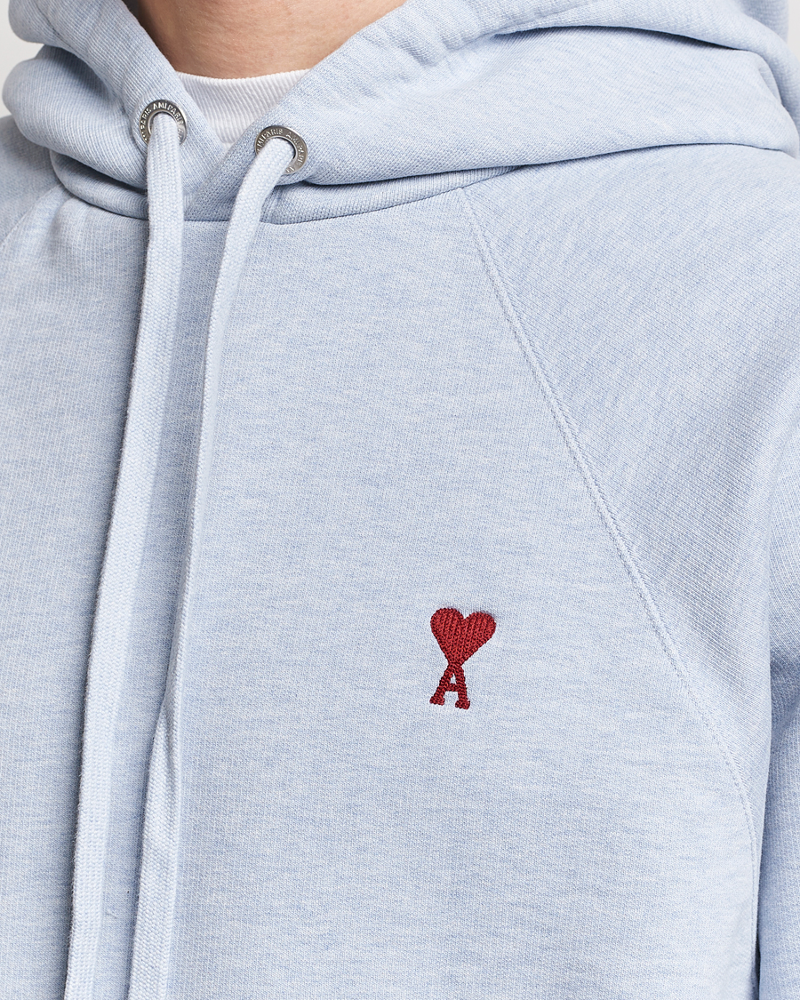 Men | Sweaters & Knitwear | AMI | Heart Logo Hoodie Heather Blue