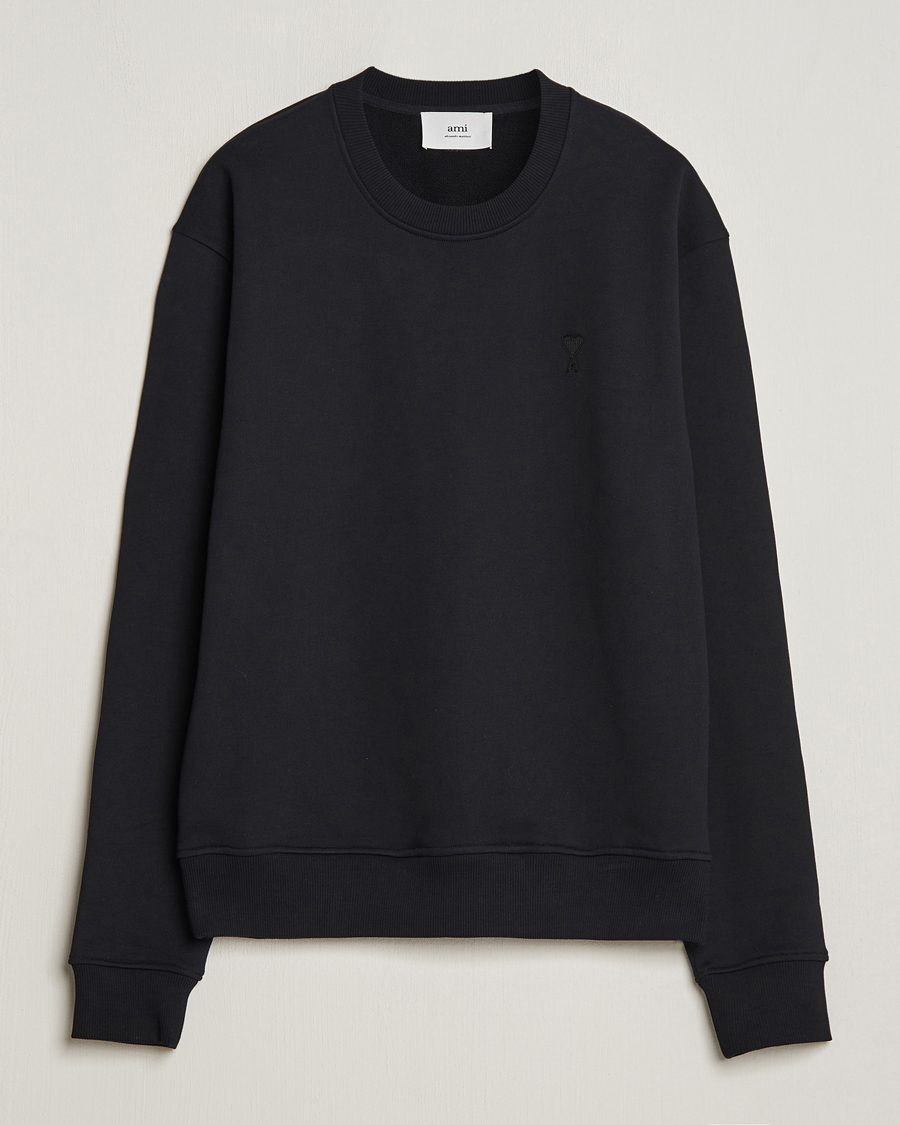 Men | Sweaters & Knitwear | AMI | Tonal Heart Logo Sweatshirt Black