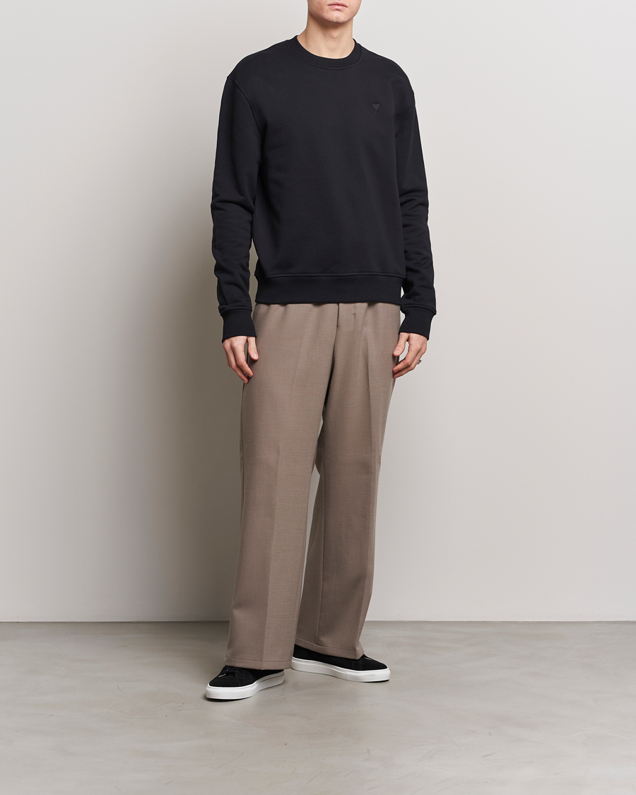 Men | Sweaters & Knitwear | AMI | Tonal Heart Logo Sweatshirt Black