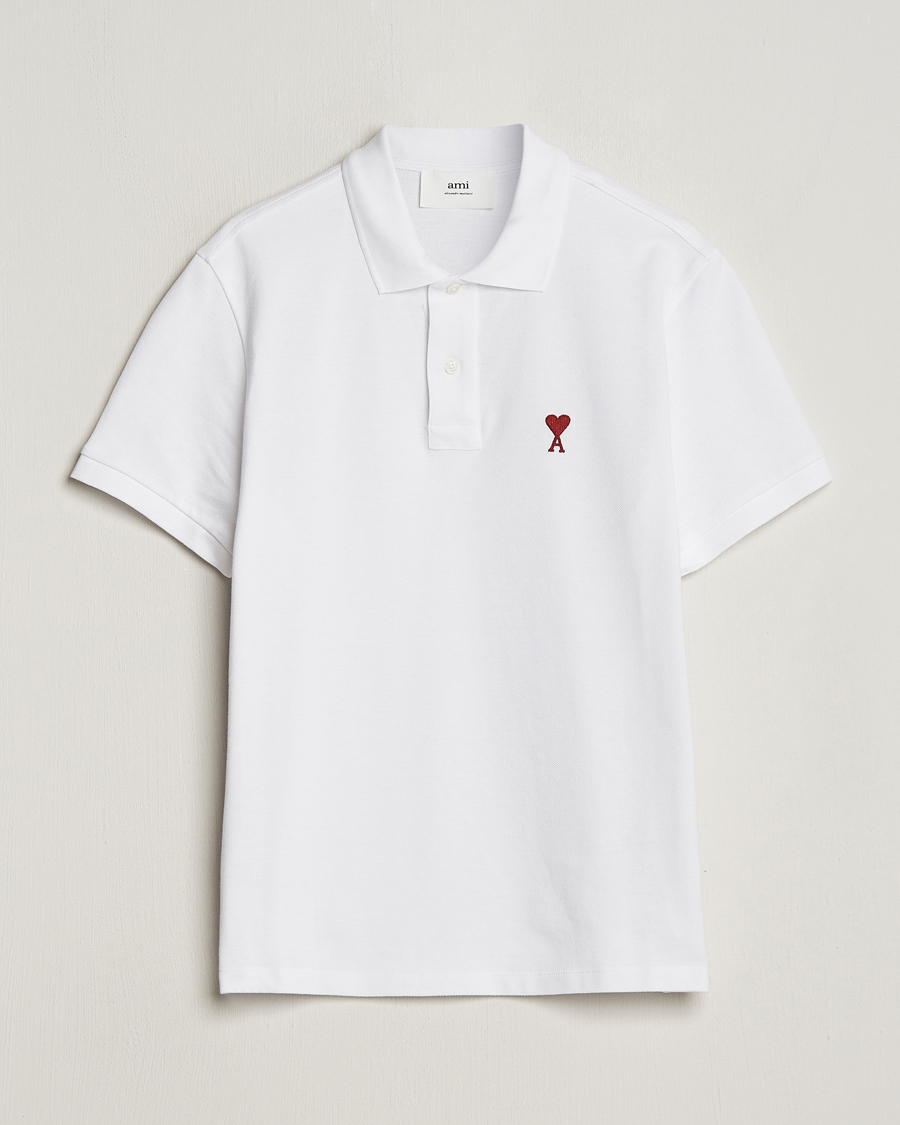 Men | Polo Shirts | AMI | Heart Logo Piquet Polo White