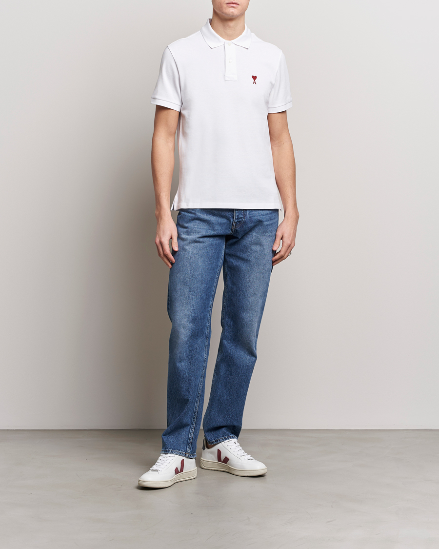 Men | Polo Shirts | AMI | Heart Logo Piquet Polo White