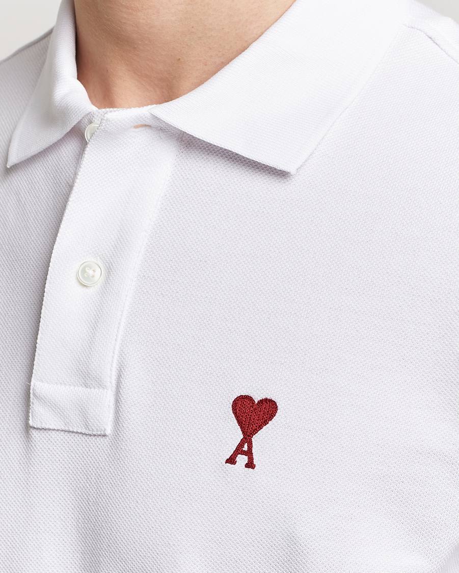 Men | Polo Shirts | AMI | Heart Logo Piquet Polo White