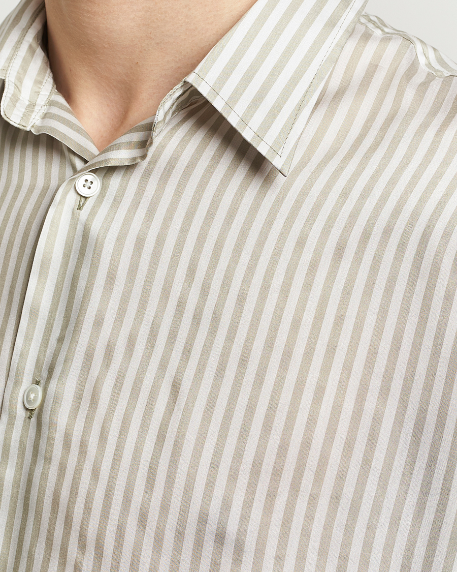 Men | Shirts | AMI | Boxy Fit Striped Short Sleeve Shirt Chalk/Sage