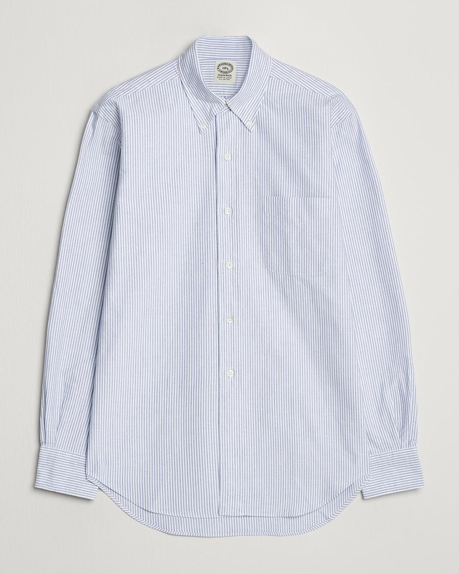 Men | Shirts | Kamakura Shirts | Vintage Ivy Oxford Button Down Shirt Blue Stripe