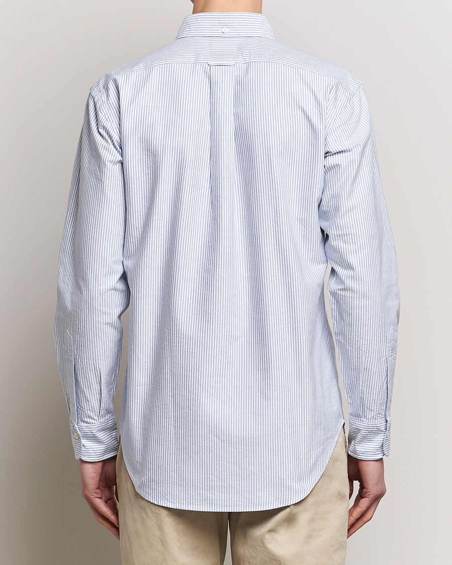 Men | Shirts | Kamakura Shirts | Vintage Ivy Oxford Button Down Shirt Blue Stripe