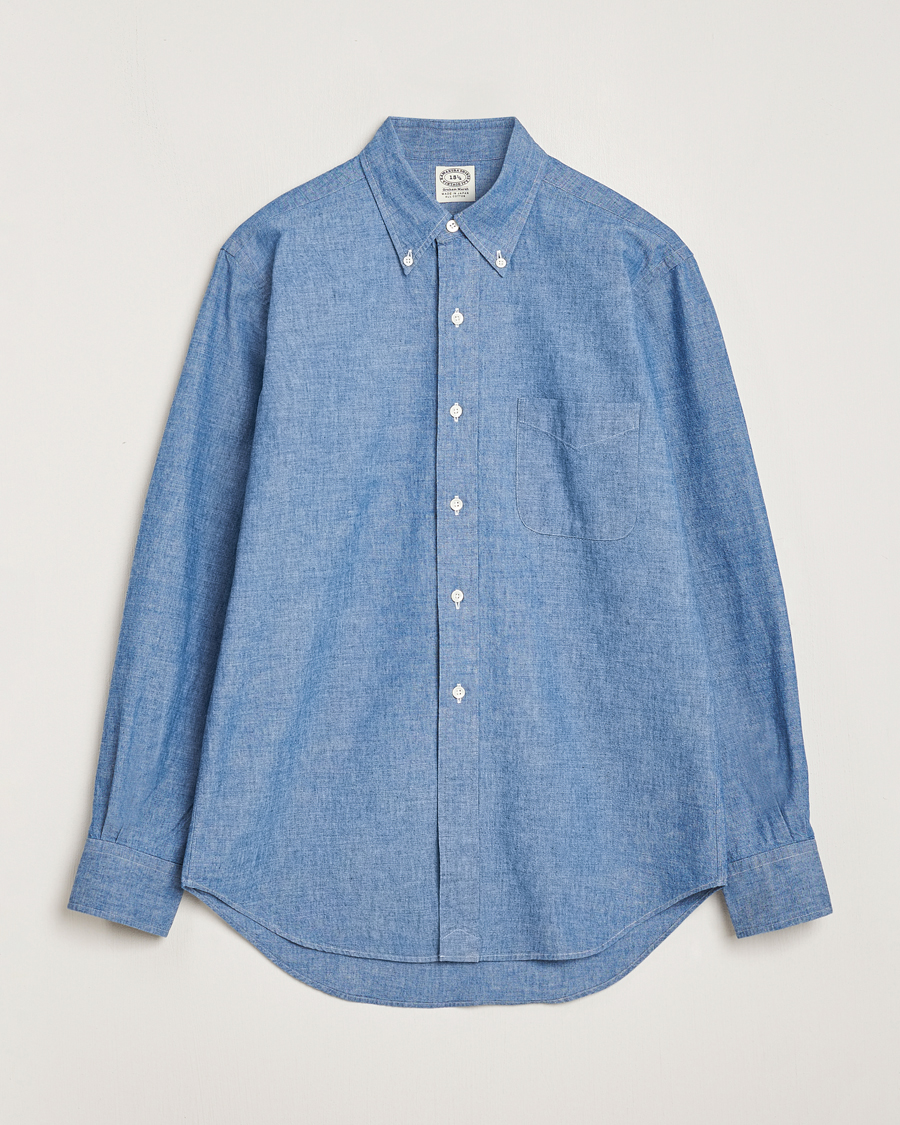 Men | Shirts | Kamakura Shirts | Vintage Ivy Chambray Button Down Shirt Blue