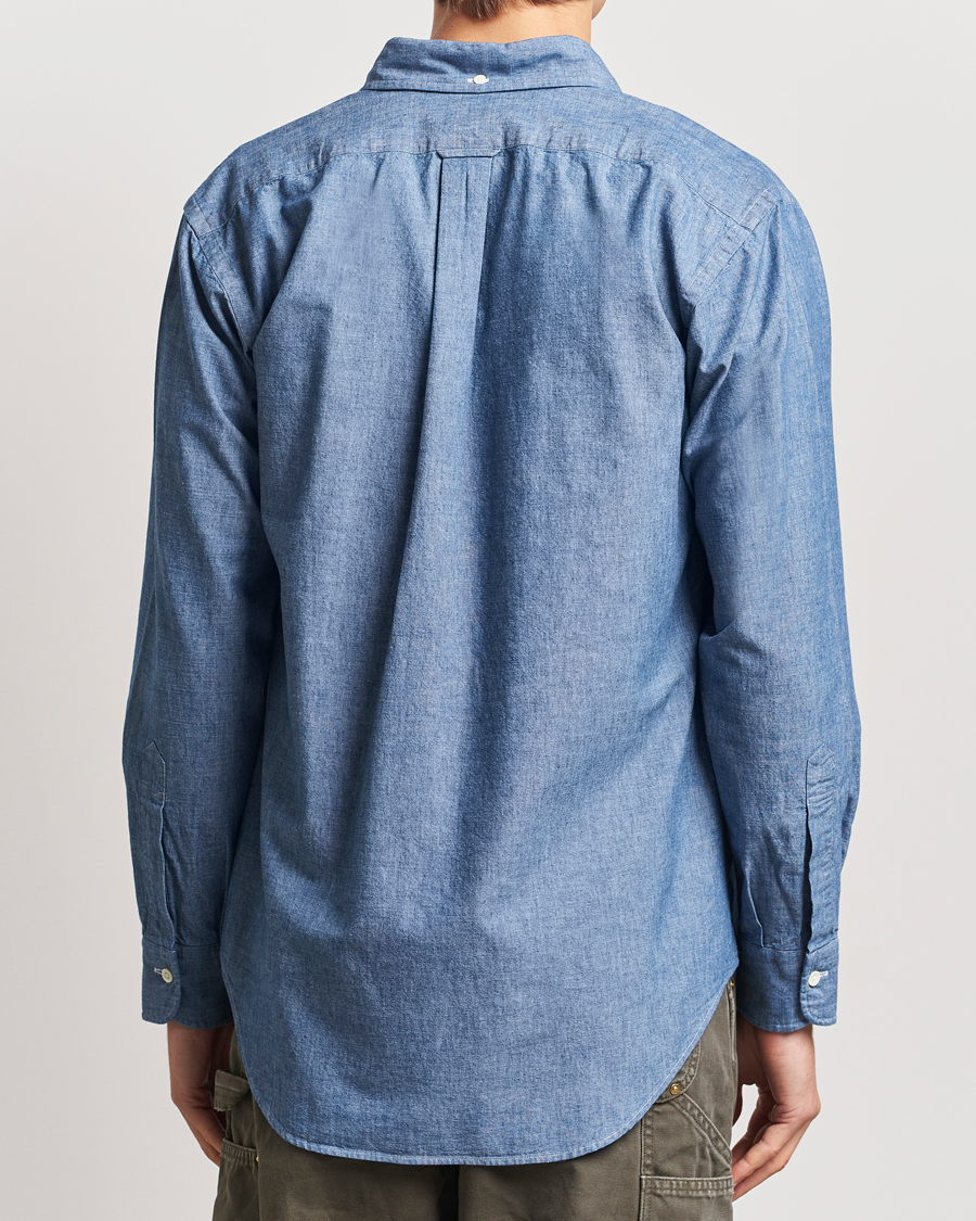 Men | Shirts | Kamakura Shirts | Vintage Ivy Chambray Button Down Shirt Blue