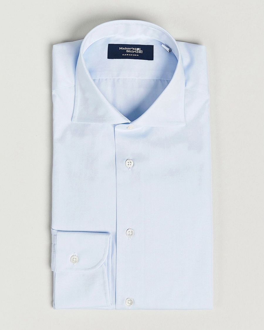 Men | Shirts | Kamakura Shirts | Slim Fit Broadcloth Dress Shirt Light Blue