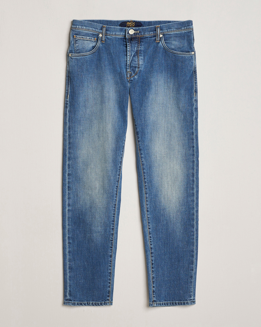 Men | Jeans | Incotex | 5-Pocket Stretch Denim Medium Blue