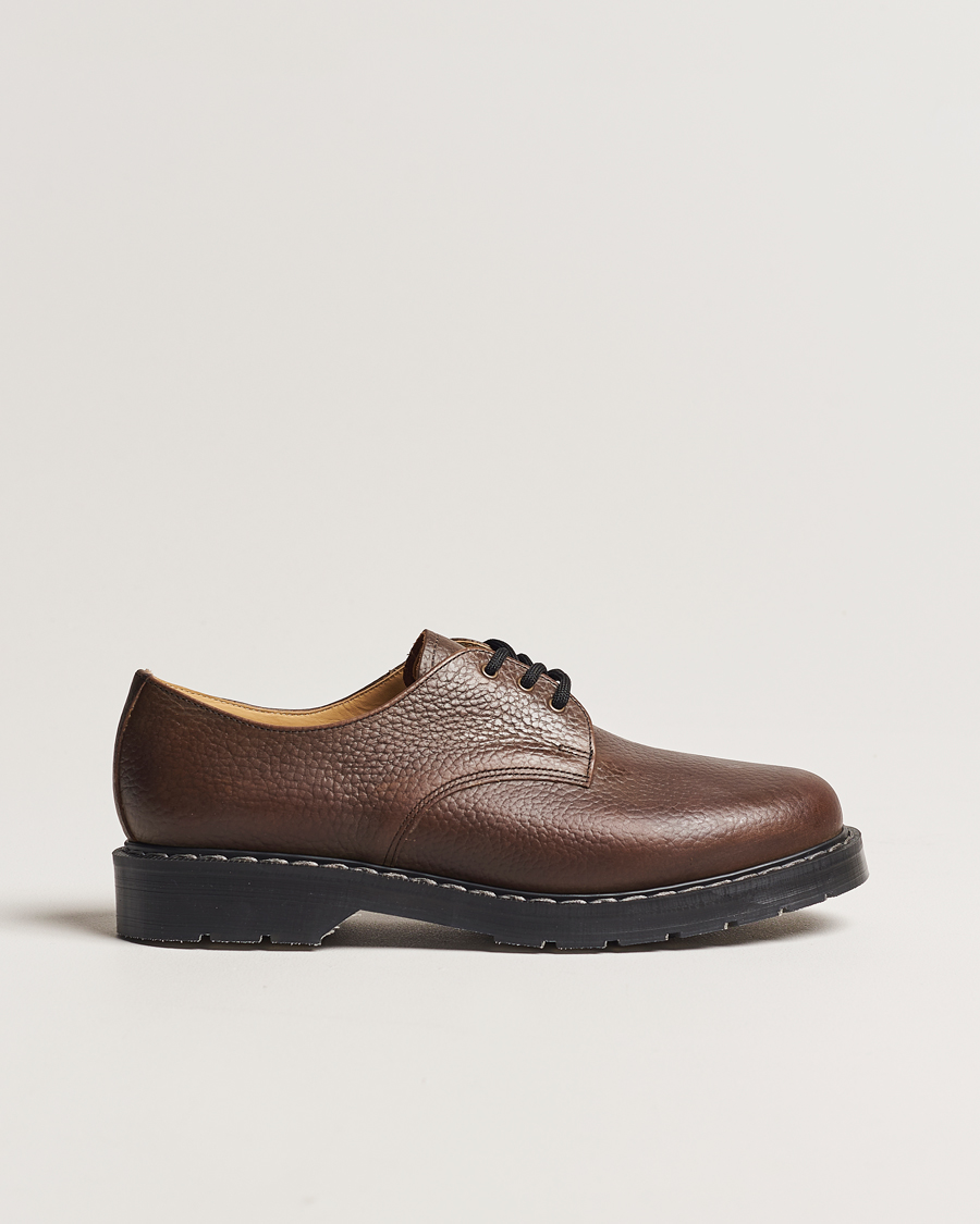 Men | Derby Shoes | Solovair | 3 Eye Gibson Shoe Brown Grain