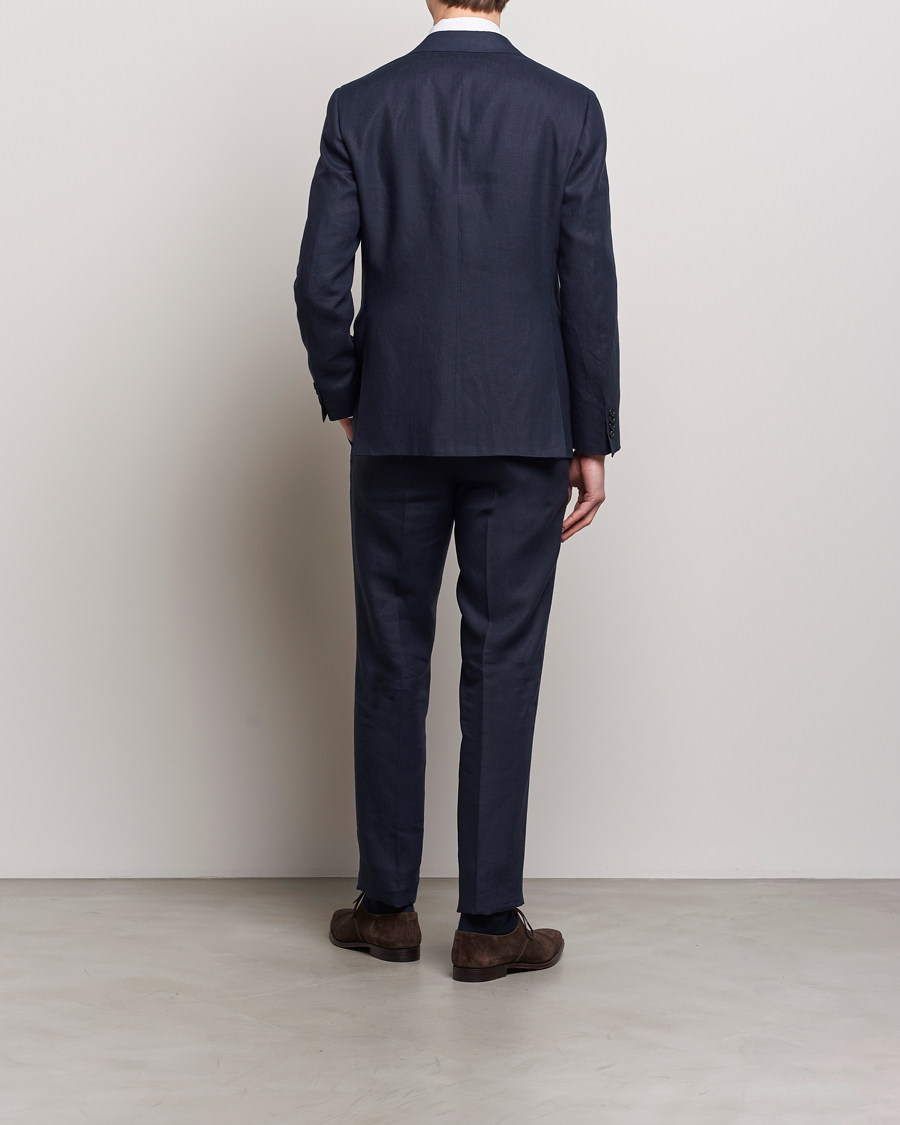 Men | Suits | Canali | Capri Linen Suit Navy