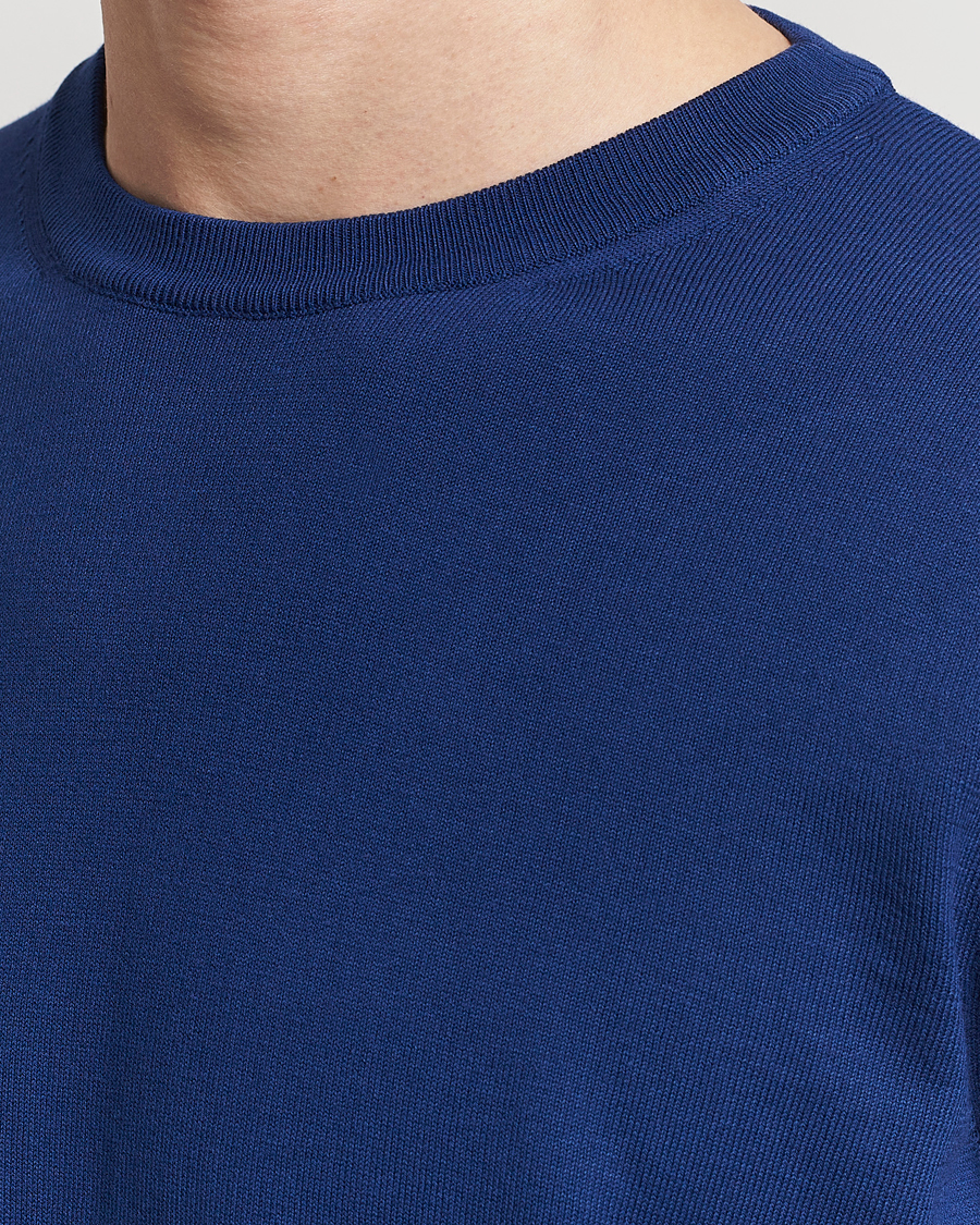 Men | Sweaters & Knitwear | Canali | Cotton Crew Neck Pullover Royal Blue