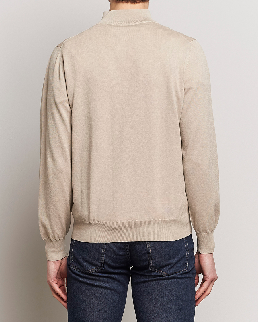 Men | Sweaters & Knitwear | Canali | Cotton Half Zip Sweater Beige