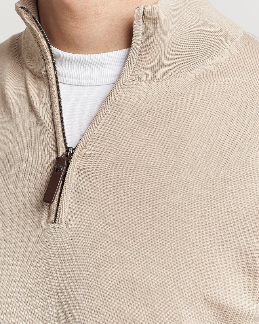 Men | Sweaters & Knitwear | Canali | Cotton Half Zip Sweater Beige