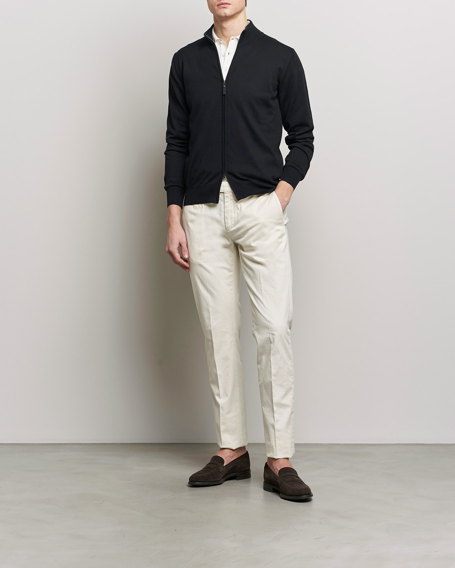 Men | Sweaters & Knitwear | Canali | Cotton Full Zip Black