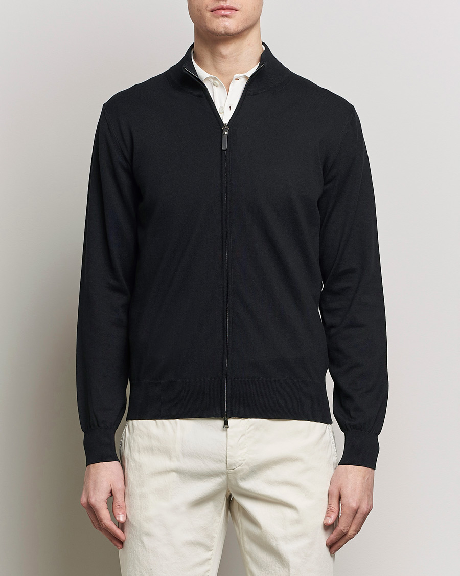Men | Sweaters & Knitwear | Canali | Cotton Full Zip Black