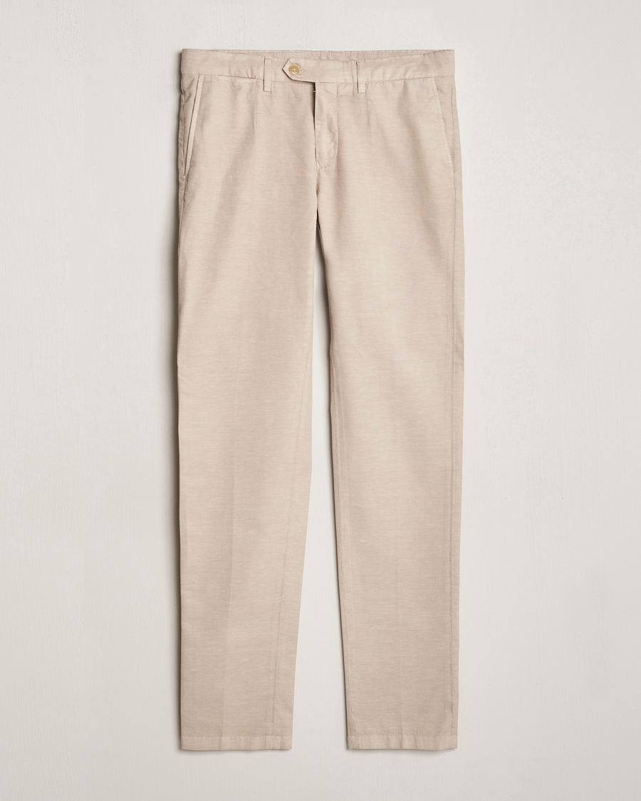 Men | Trousers | Canali | Cotton/Linen Trousers Light Beige