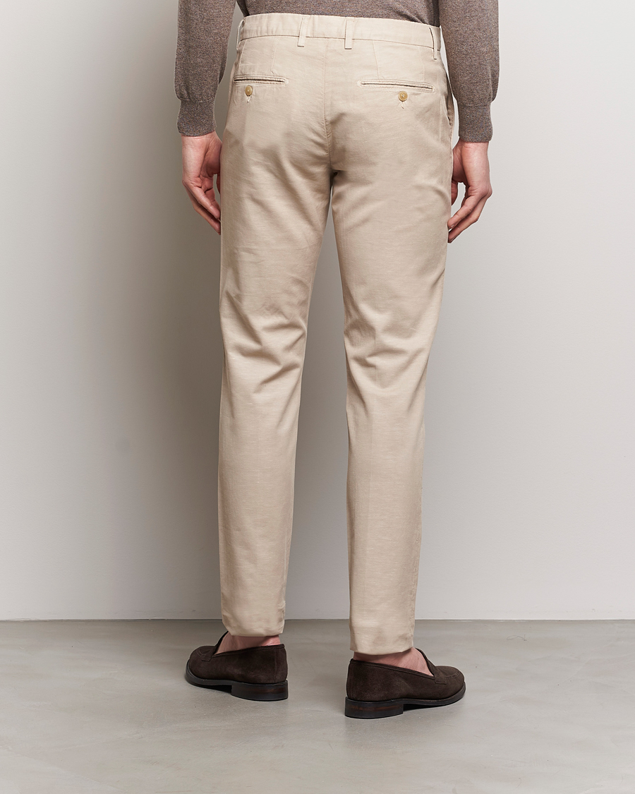Men | Trousers | Canali | Cotton/Linen Trousers Light Beige