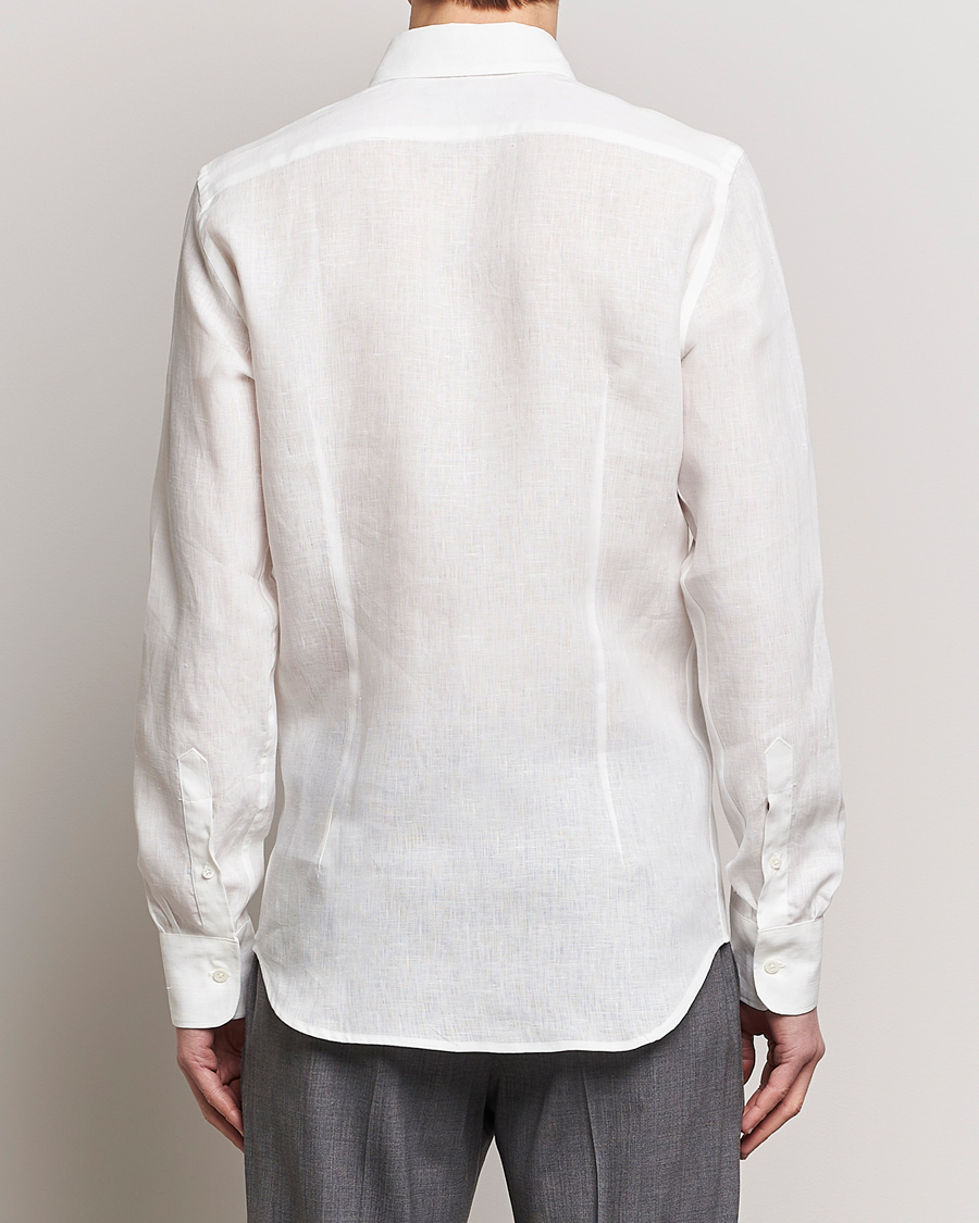Men | Shirts | Canali | Slim Fit Linen Sport Shirt White