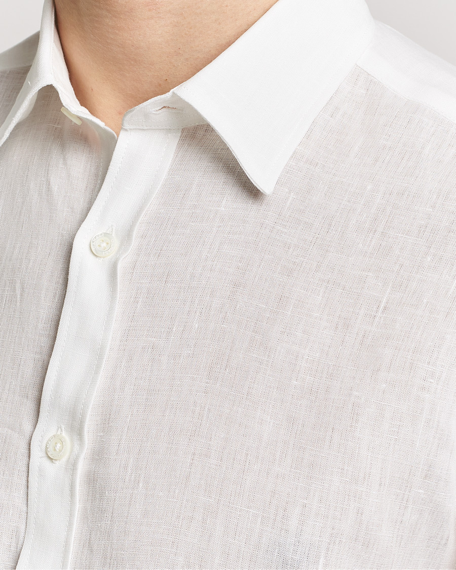 Men | Shirts | Canali | Slim Fit Linen Sport Shirt White