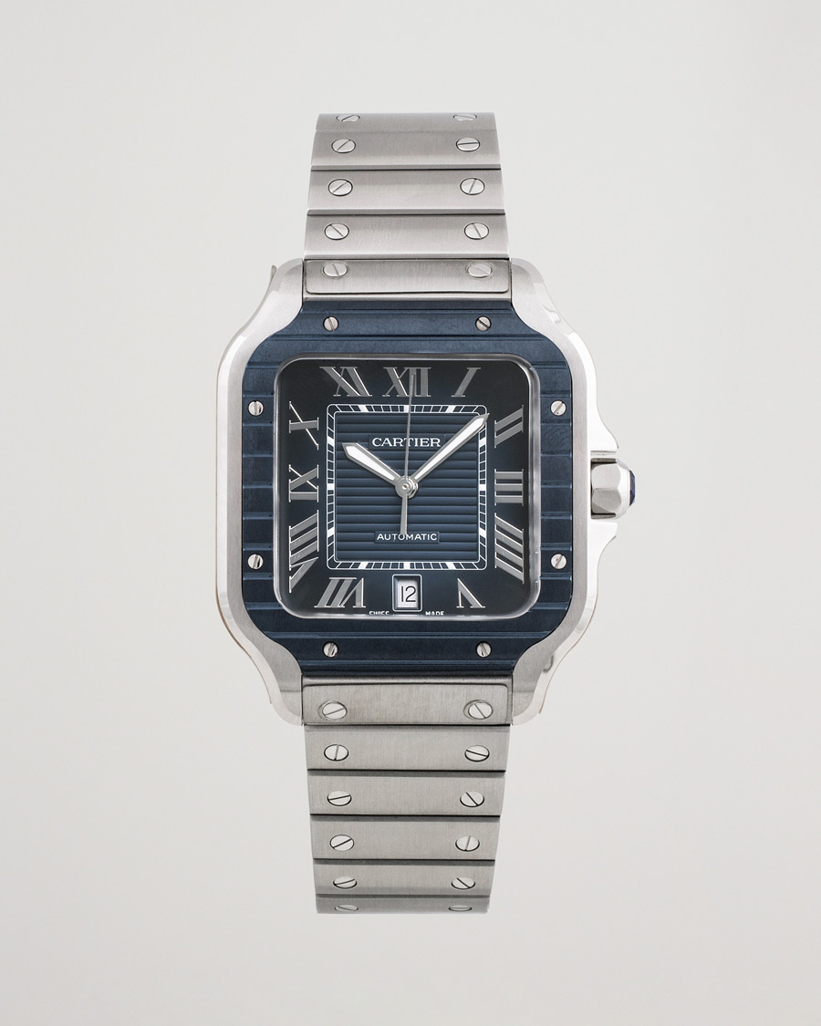 Men | Cartier Pre-Owned Santos De Cartier Steel WSSA0048 Silver | Cartier Pre-Owned | Santos De Cartier Steel WSSA0048 Silver