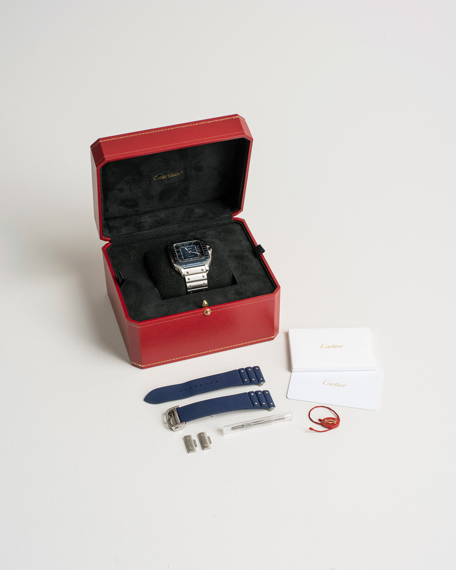 Men | Cartier Pre-Owned Santos De Cartier Steel WSSA0048 Silver | Cartier Pre-Owned | Santos De Cartier Steel WSSA0048 Silver