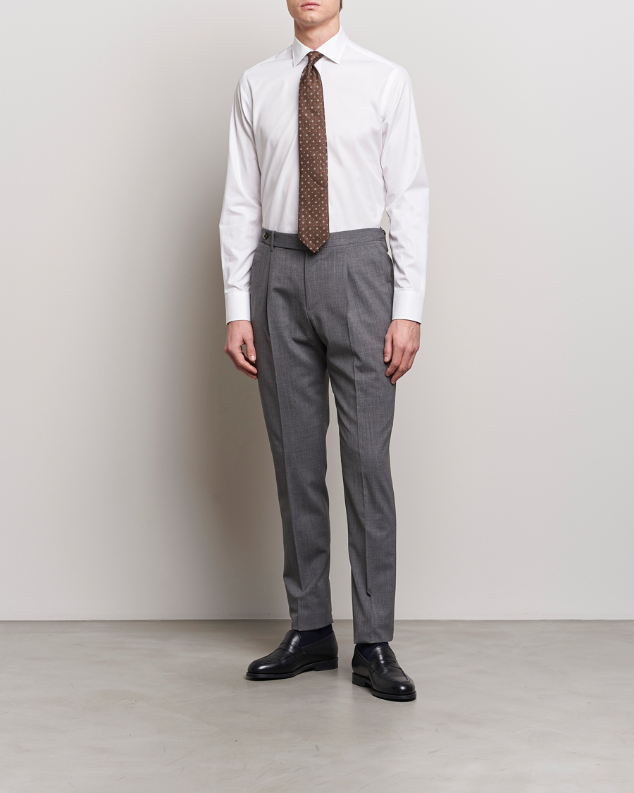 Men | Shirts | Grigio | Cotton Twill Dress Shirt White