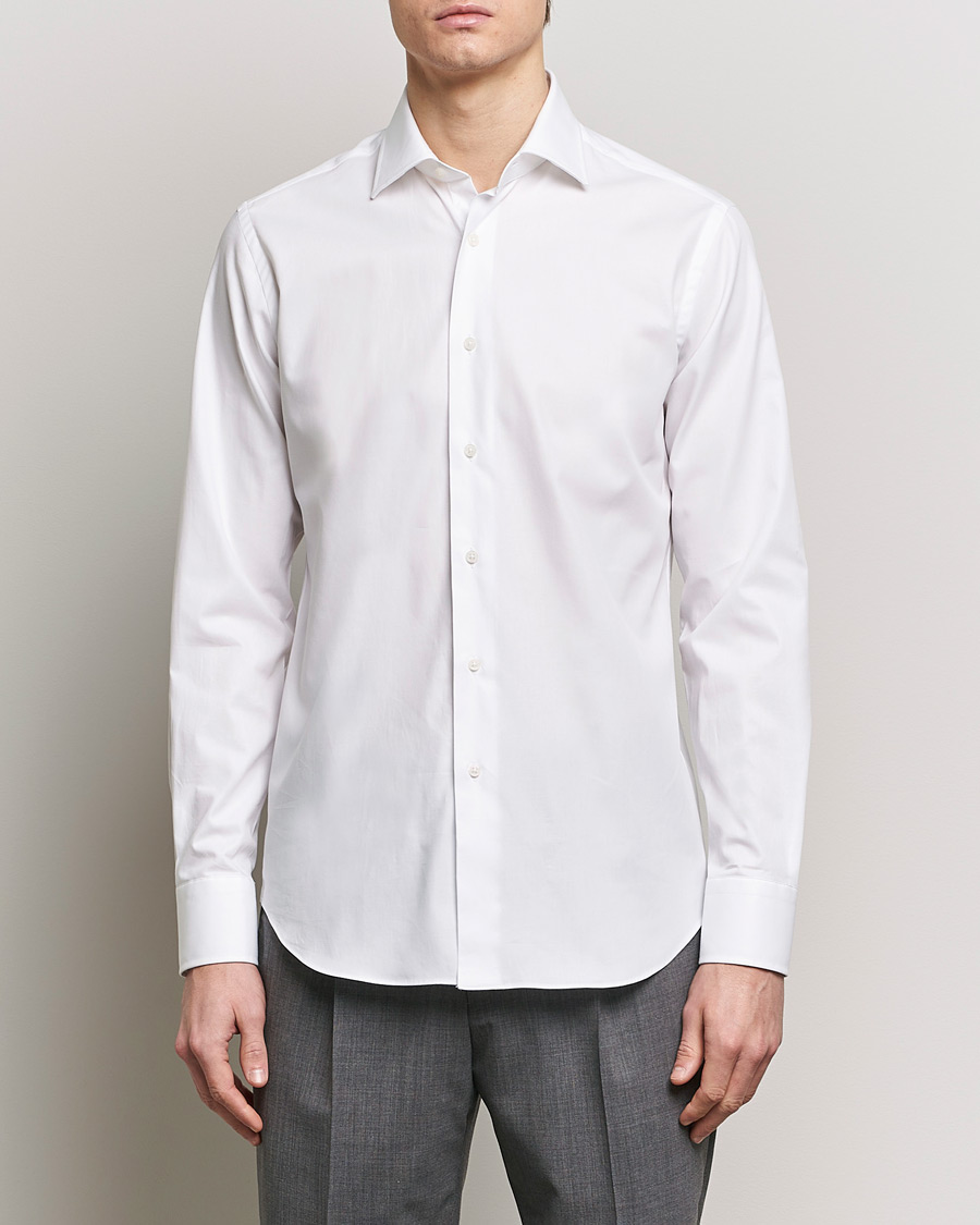 Men | Shirts | Grigio | Cotton Twill Dress Shirt White
