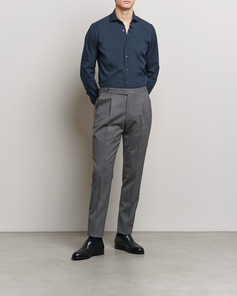 Men | Shirts | Grigio | Comfort Stretch Dress Shirt Navy