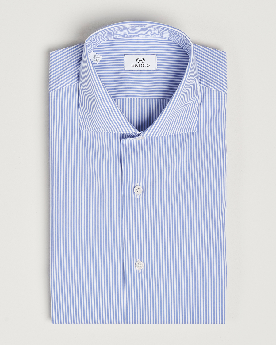 Men | Shirts | Grigio | Comfort Stretch Dress Shirt Light Blue Stripe