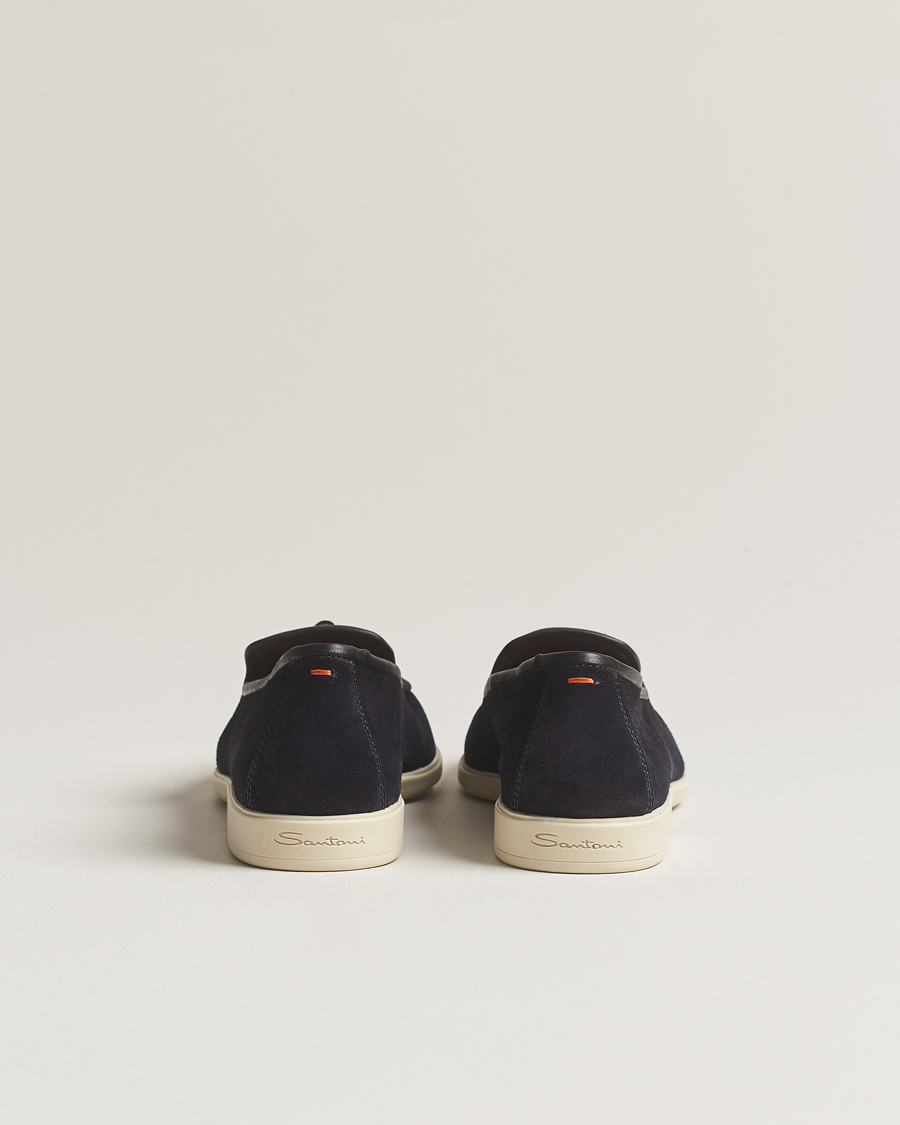 Men | Santoni Summer Tassel Loafers Navy Suede | Santoni | Summer Tassel Loafers Navy Suede