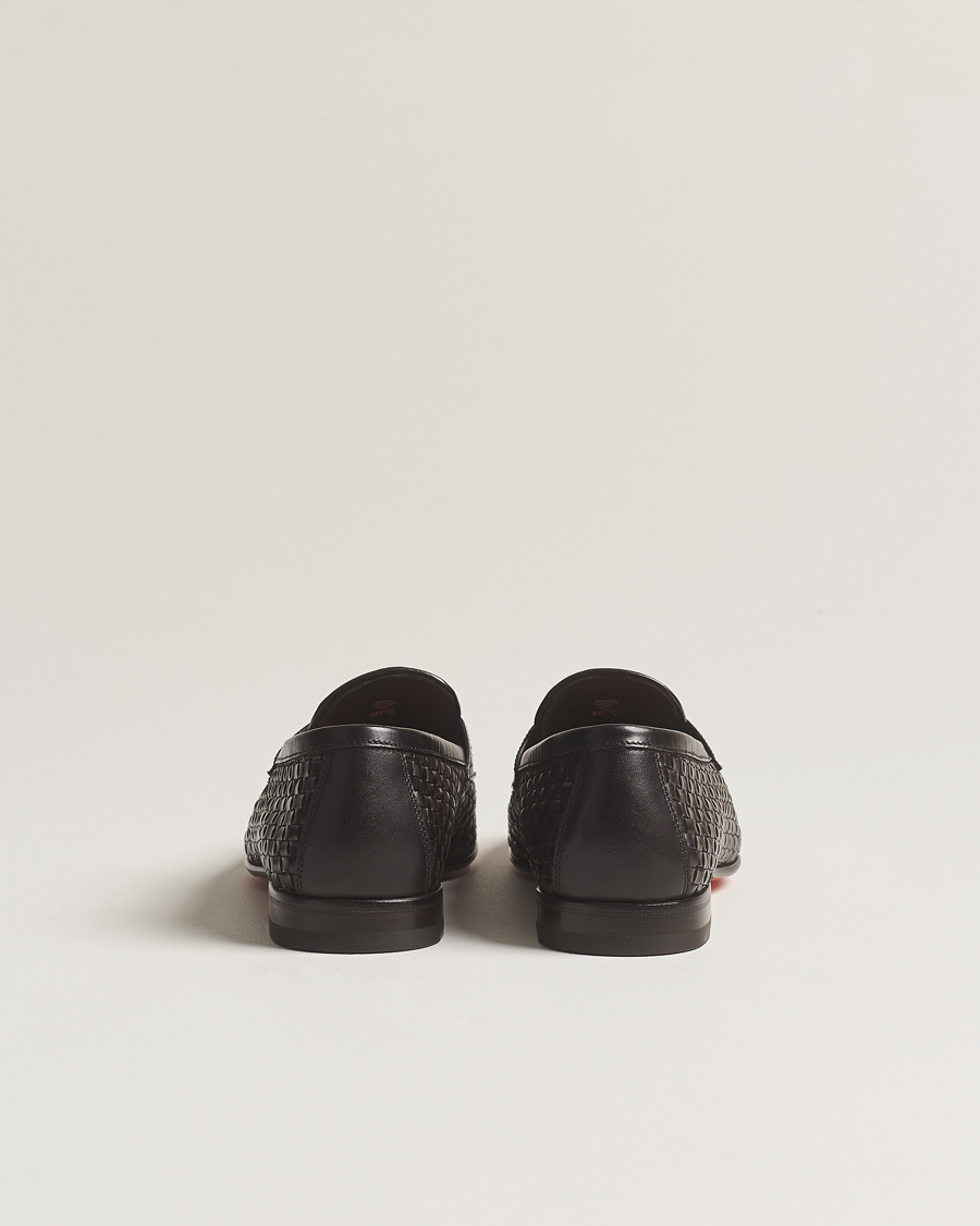 Men | Santoni Braided Penny Loafers Dark Brown Calf | Santoni | Braided Penny Loafers Dark Brown Calf