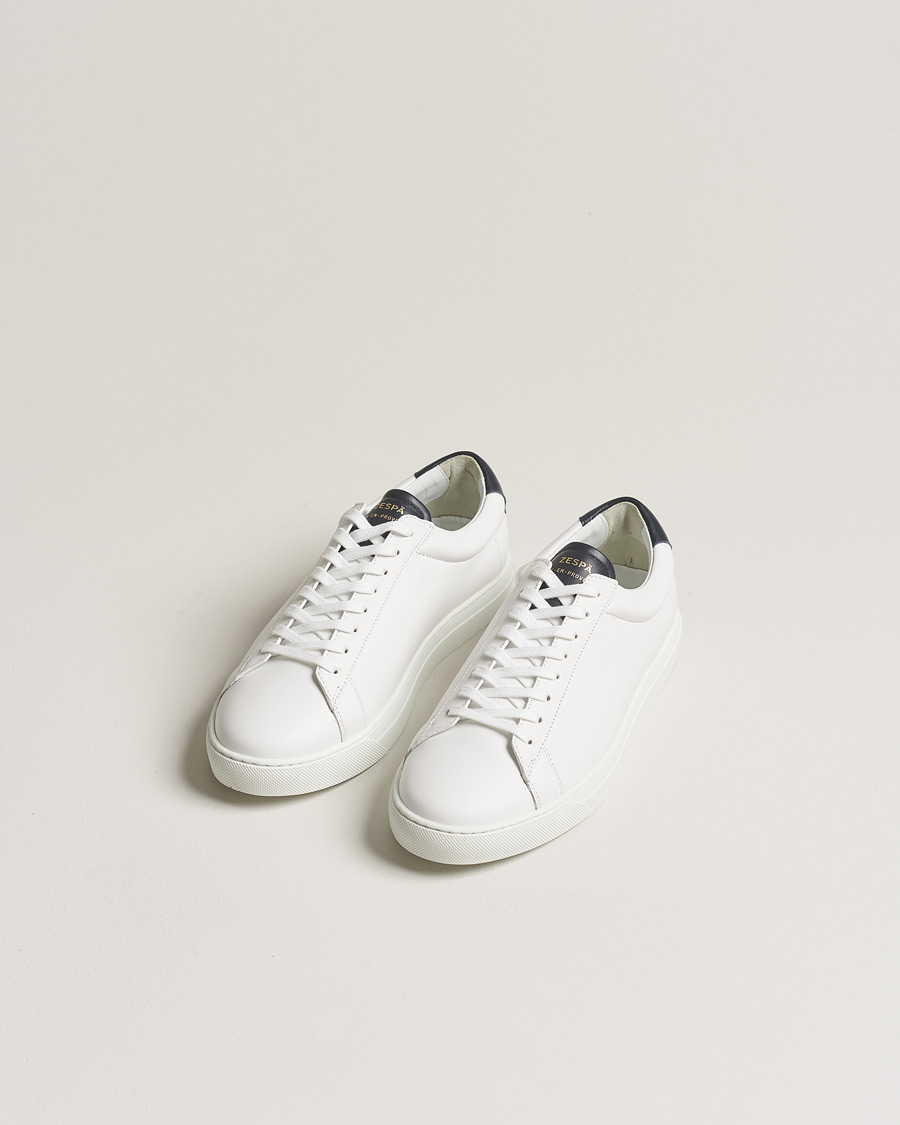 Men | Zespà ZSP4 Nappa Leather Sneakers White/Navy | Zespà | ZSP4 Nappa Leather Sneakers White/Navy