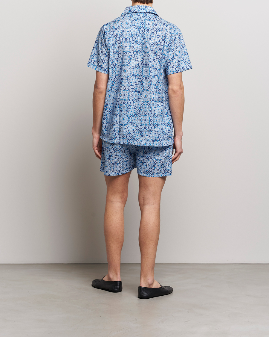 Men | Pyjamas & Robes | Derek Rose | Shortie Printed Cotton Pyjama Set Blue