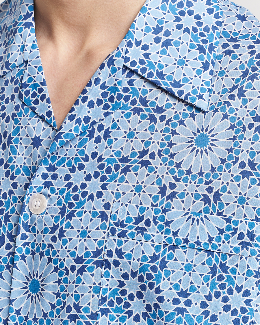 Men | Pyjamas & Robes | Derek Rose | Shortie Printed Cotton Pyjama Set Blue