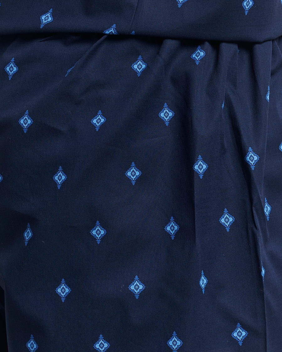 Men | Pyjamas & Robes | Derek Rose | Shortie Printed Cotton Pyjama Set Navy