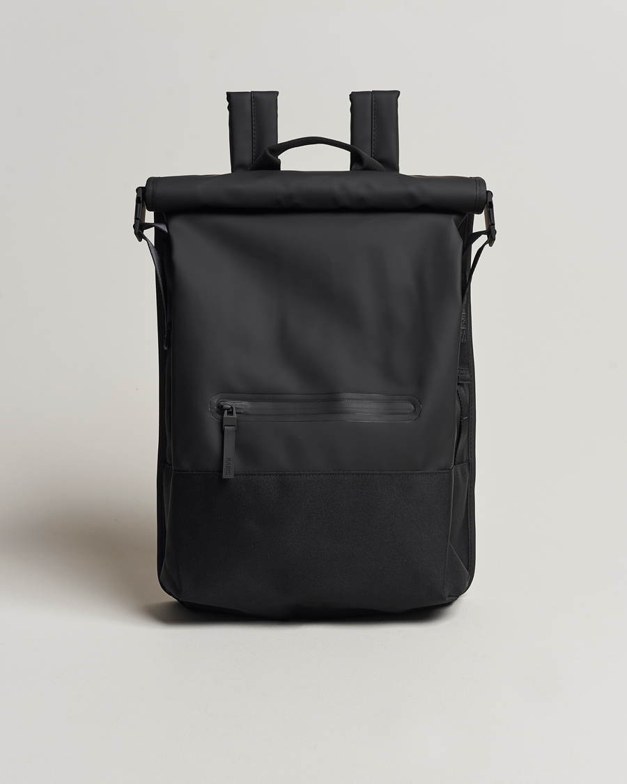 Men | Bags | RAINS | Trail Rolltop Backpack Black