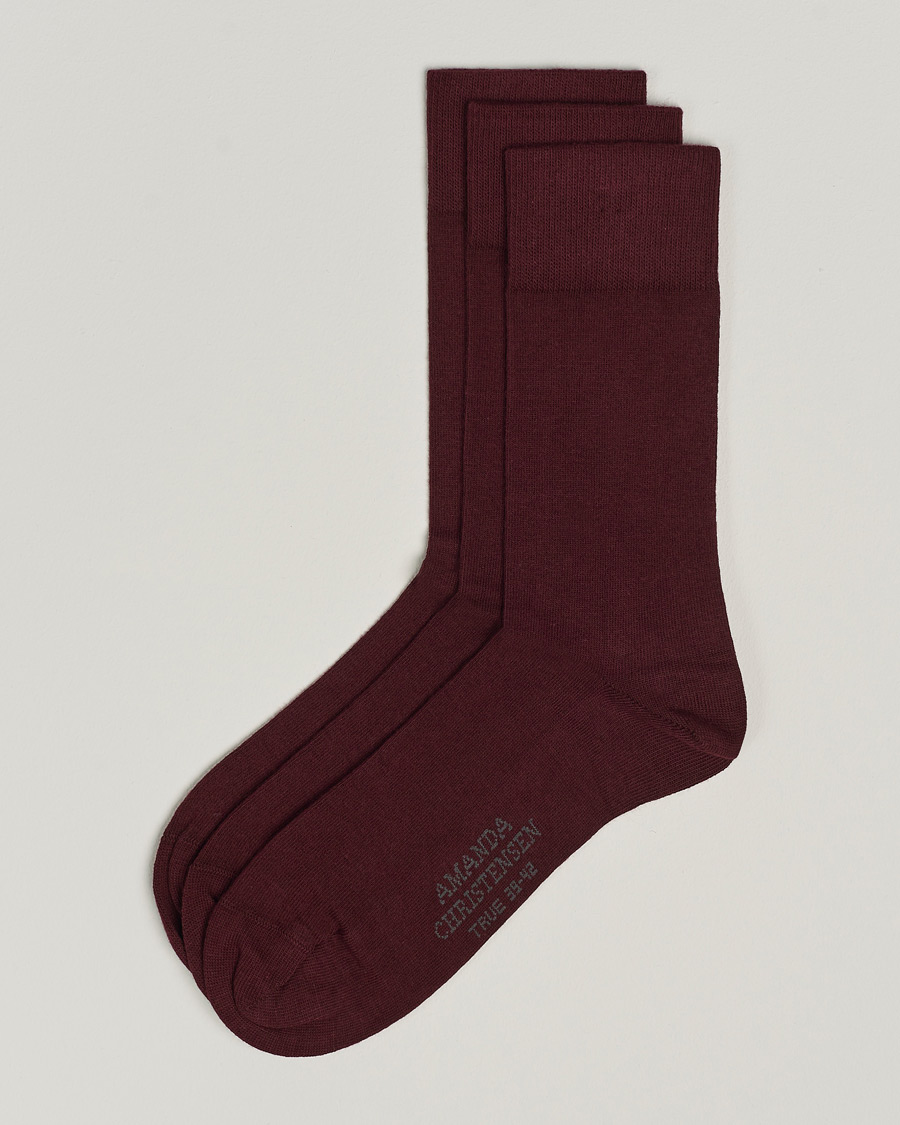 Men | Underwear & Socks | Amanda Christensen | 3-Pack True Cotton Socks Bordeaux