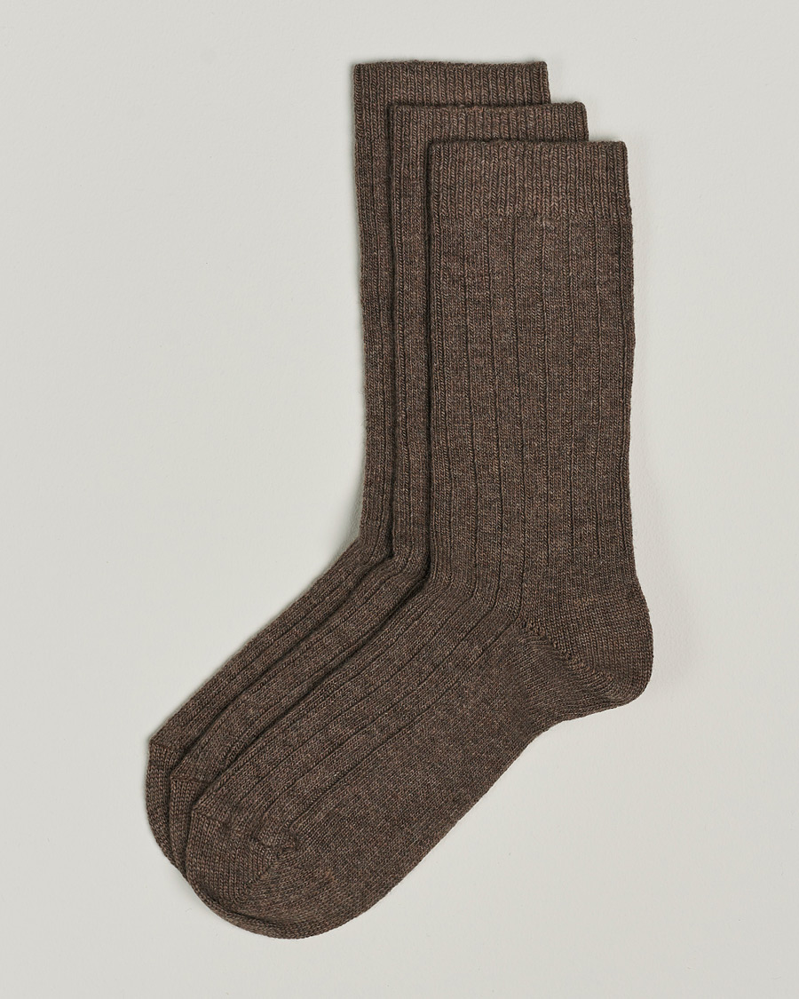 Men | Underwear & Socks | Amanda Christensen | 3-Pack Supreme Wool/Cashmere Sock Brown Melange