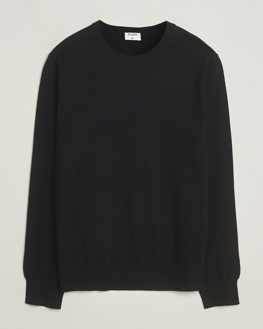 Men | Sweaters & Knitwear | Filippa K | Merino Round Neck Sweater Black
