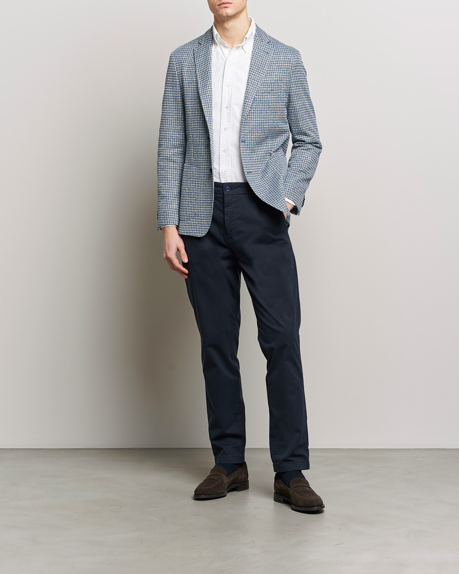 Men | Blazers | BOSS BLACK | Hanry Jersey Linen Checked Blazer Bright Blue