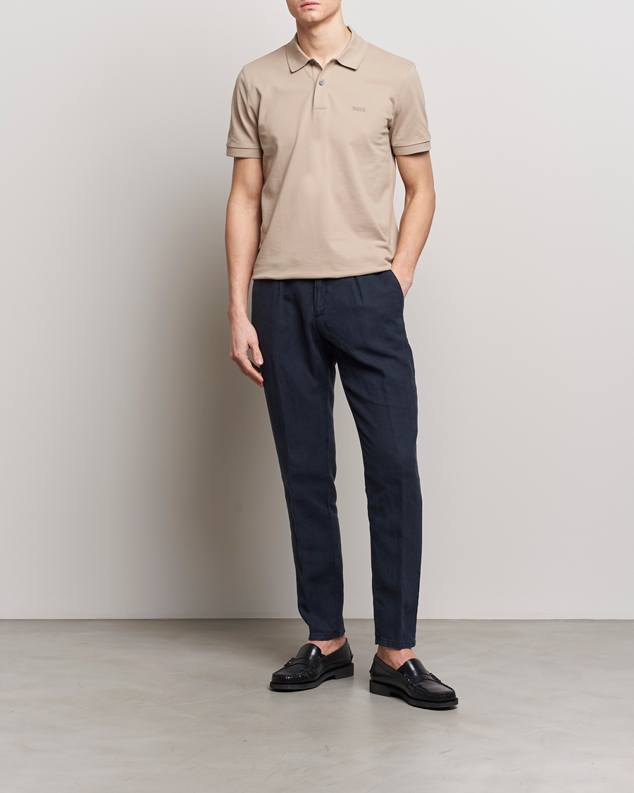 Men | Trousers | BOSS BLACK | Genius Slim Fit Linen Pants Dark Blue