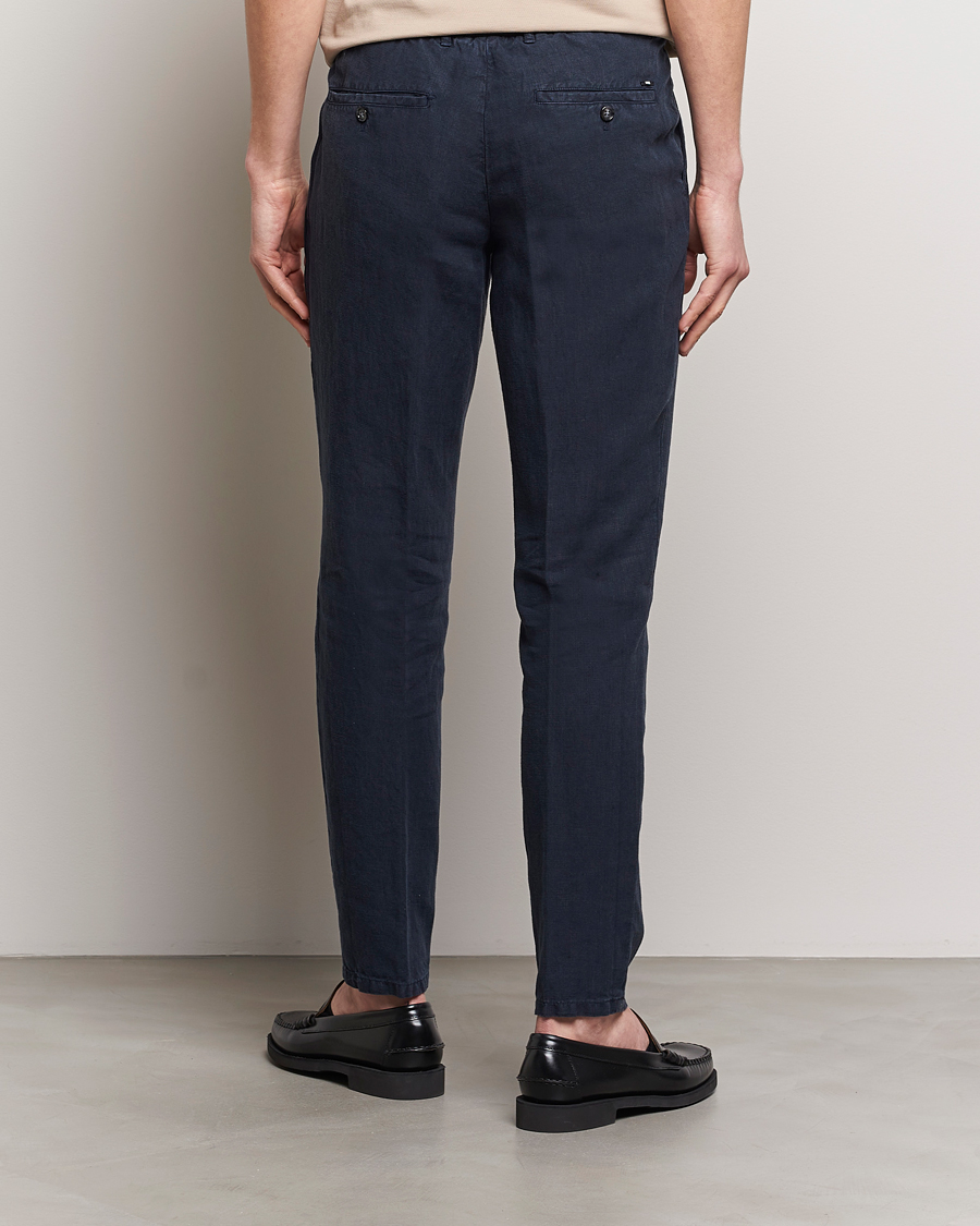 Men | Trousers | BOSS BLACK | Genius Slim Fit Linen Pants Dark Blue