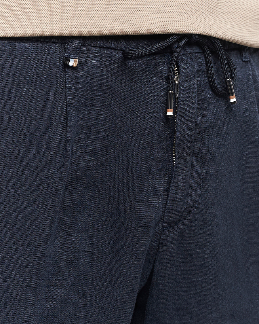Men | Trousers | BOSS BLACK | Genius Slim Fit Linen Pants Dark Blue