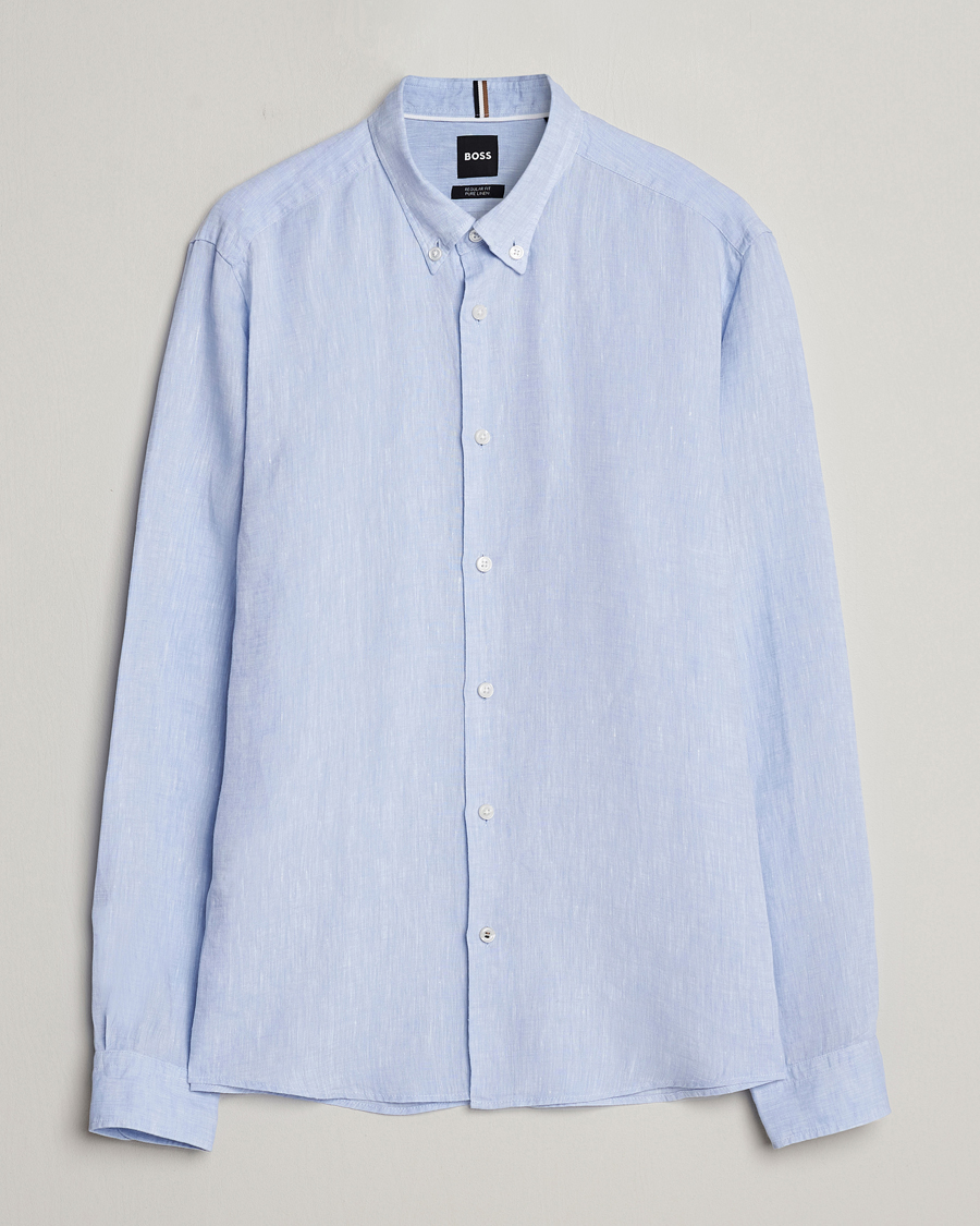 Men | Shirts | BOSS BLACK | Liam Linen Shirt Light Blue