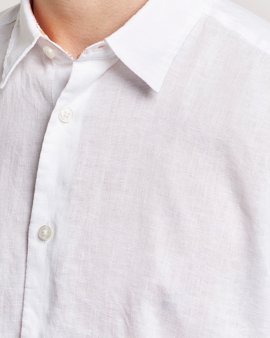 Men | Shirts | BOSS BLACK | Liam Short Sleeve Linen Shirt White