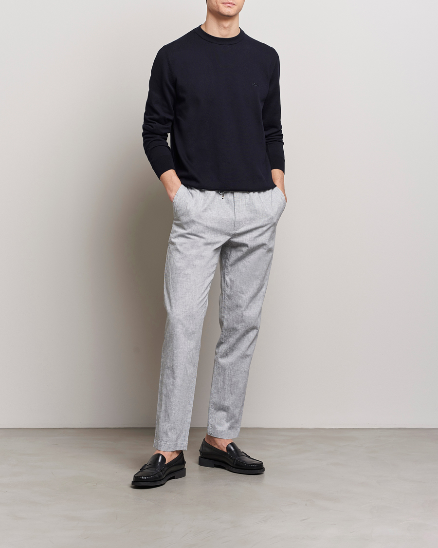 Men | Sweaters & Knitwear | BOSS BLACK | Pacas Crew Neck Pullover Dark Blue
