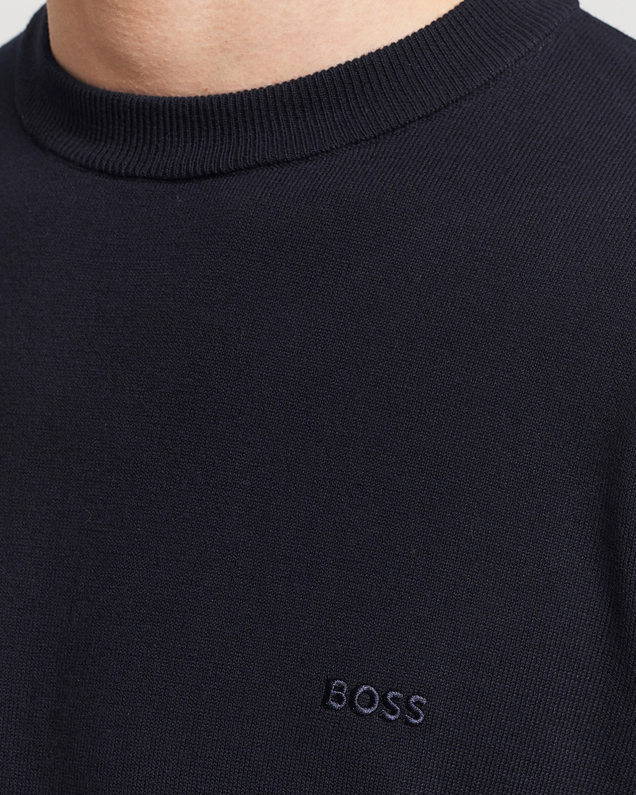 Men | Sweaters & Knitwear | BOSS BLACK | Pacas Crew Neck Pullover Dark Blue